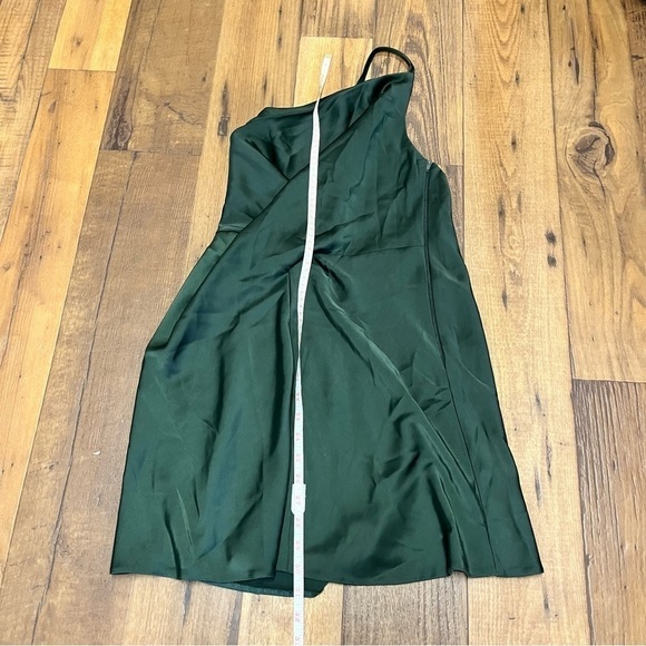 ASOS Design One Shoulder Satin Mini Dress Green Size 4 G2 - Picture 9 of 9